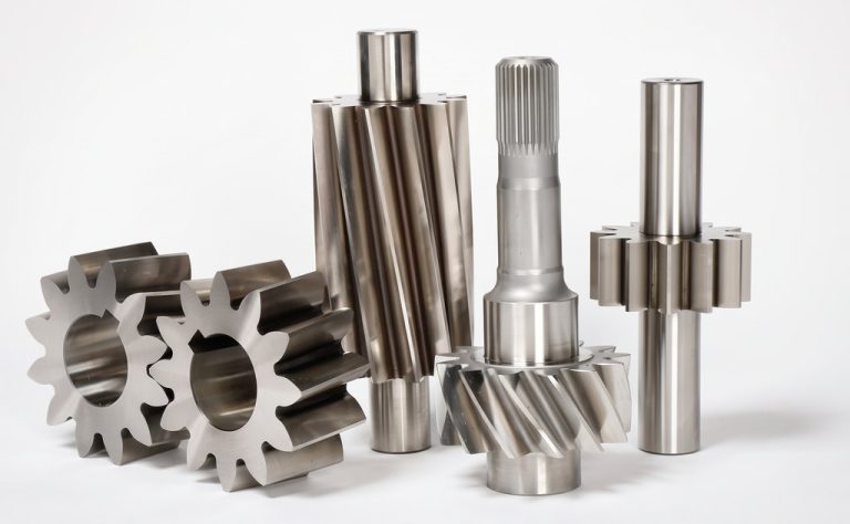 Precision machined metal gears and shafts with polished finish