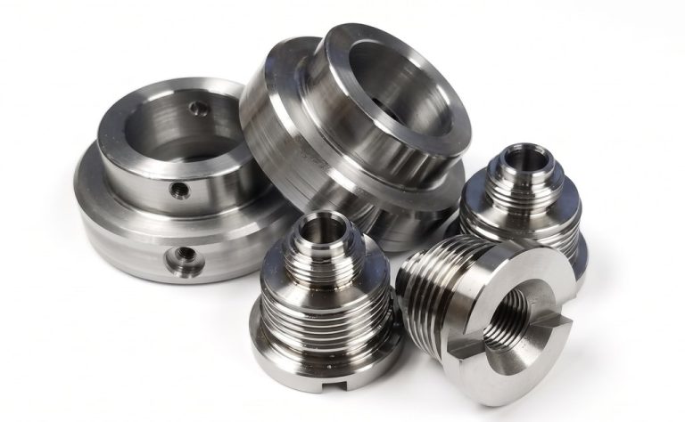 Precision machined metal components with threaded and smooth finishes