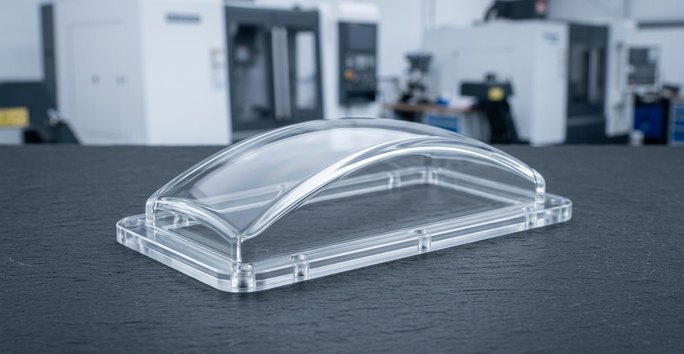 Acrylic cabin lighting lens machined for aerospace application