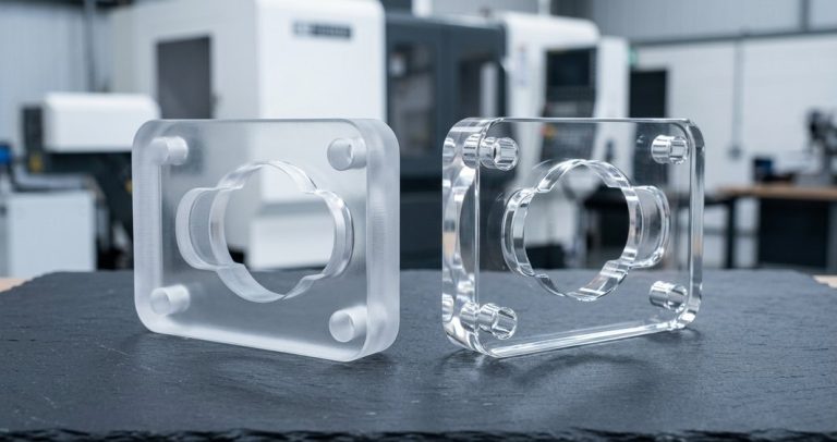 Polished versus as-machined acrylic edge clarity comparison