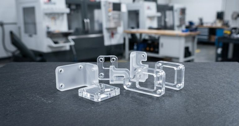 Batch of acrylic prototype parts from fast turnaround machining