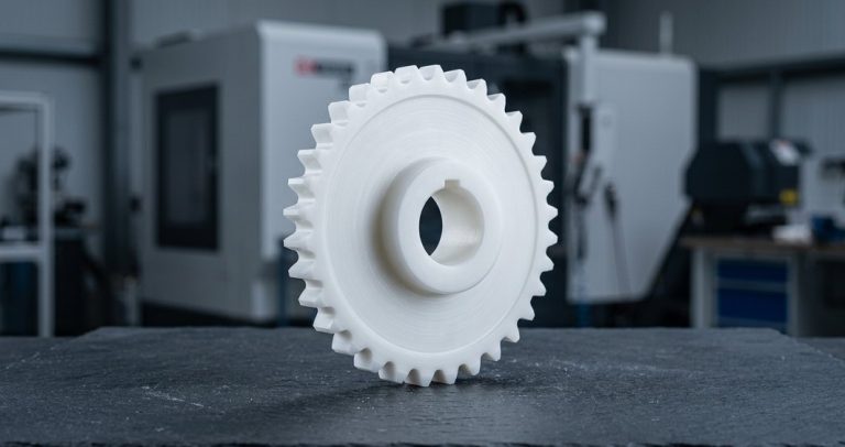UHMW-PE sprocket part with machined gear teeth