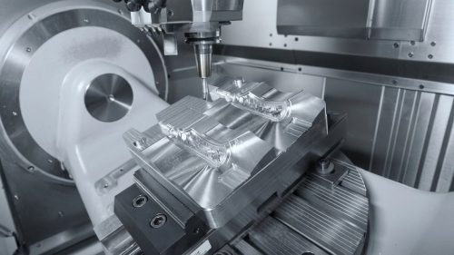 CNC machining a product prototype in a 5-axis milling machine