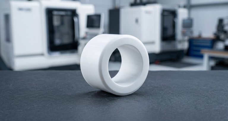 Finished PTFE bushing machined to tight tolerance