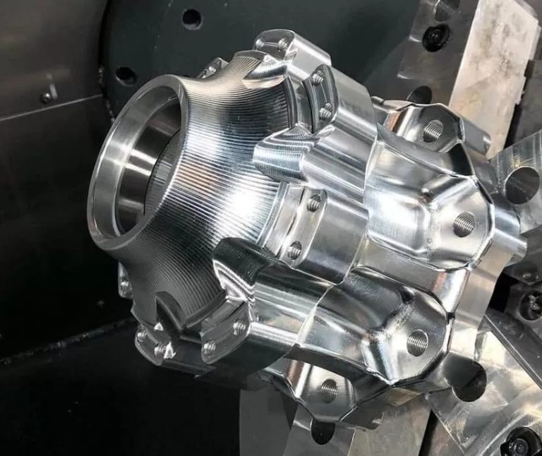 Large complex aluminum part CNC machined in a machining center