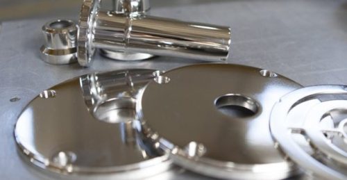 Electropolished stainless steel prototype flanges finished and marked