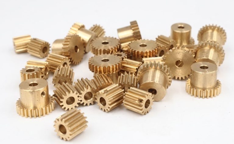 Brass gears with machined teeth and central holes