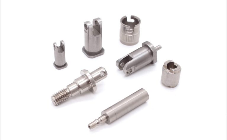 Stainless steel CNC machined robotic components with threaded and smooth finishes