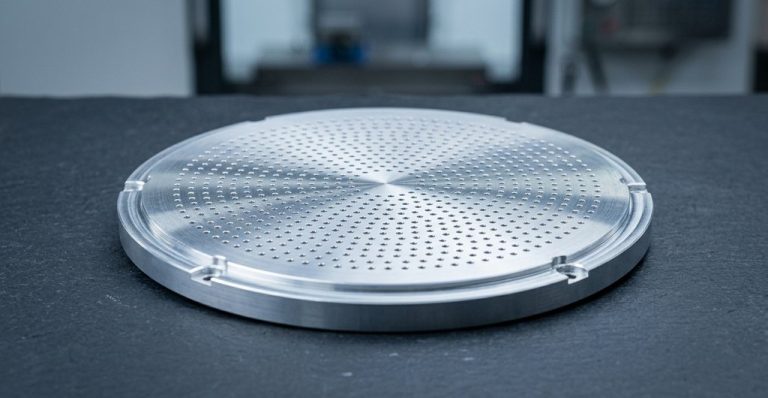 Aluminum showerhead plate with precision drilled holes for wafer tools