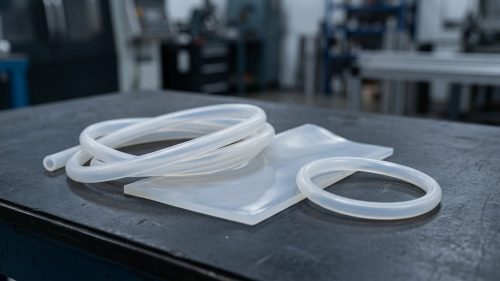 Silicone rubber samples showing flexibility near melting point
