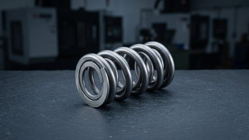 Spring steel coil spring showing precision machined helical form