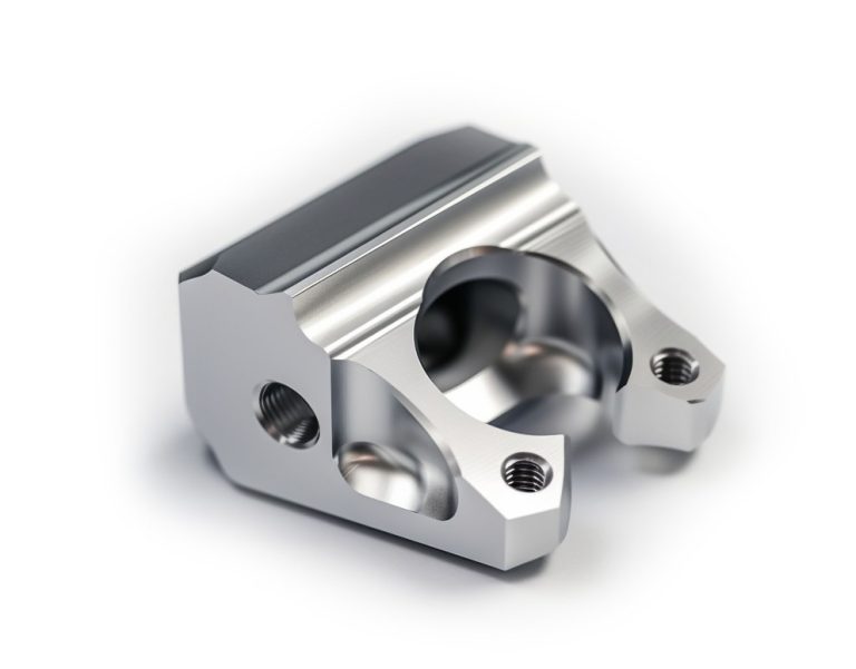 Precision machined stainless steel bracket with threaded holes