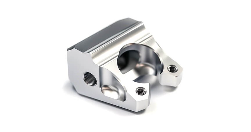 Stainless steel machined part with threaded holes and pocket