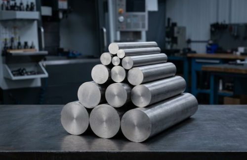 Stack of raw 17-4 PH stainless steel round bars