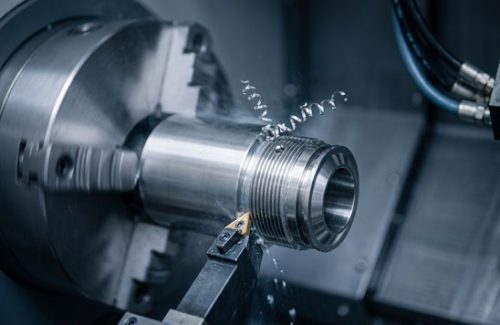 CNC machining stainless steel 2205 duplex threaded fitting in lathe