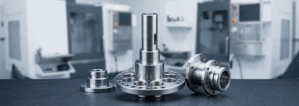 Finished 303 stainless steel flange and shaft machining results