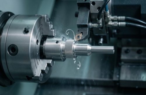 CNC machining stainless steel 304L part on a turning lathe