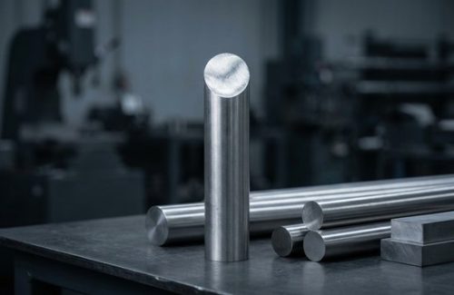 Raw 316 stainless steel round bar stock before CNC machining