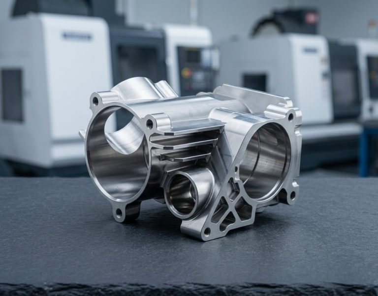 CNC machined stainless steel A286 housing part close-up