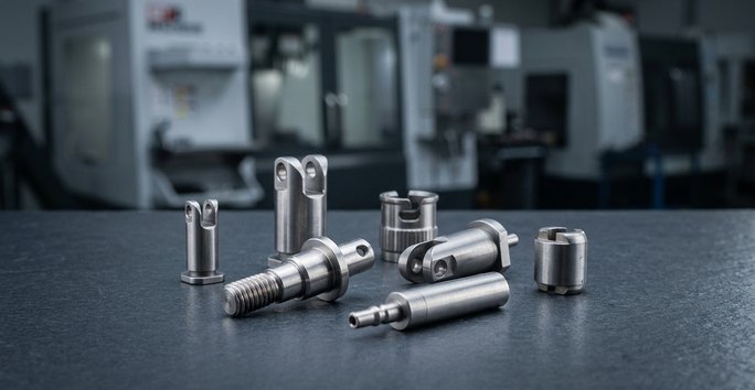 17-4PH stainless steel robotics motion parts on worktable