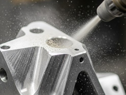 Bead blasting a machined aluminum part