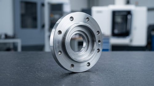 Macro view of surface roughness on a machined aluminum flange