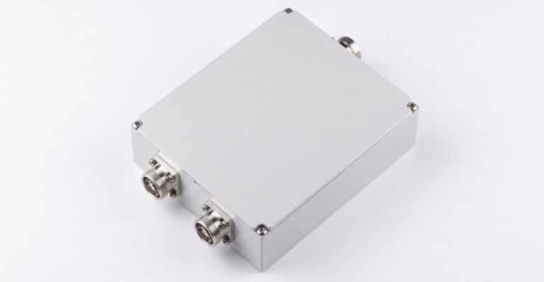Metal telecom enclosure with two connectors on side