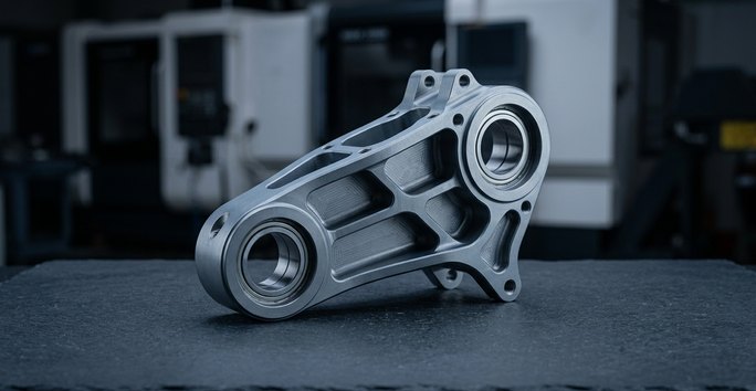Titanium robotic arm link machined for lightweight strength