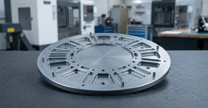 Titanium fixture plate machined for semiconductor equipment