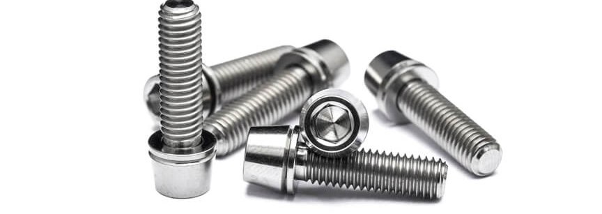 Titanium fasteners isolated on white background