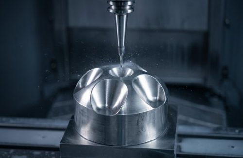 CNC machined titanium grade 2 part during milling operation