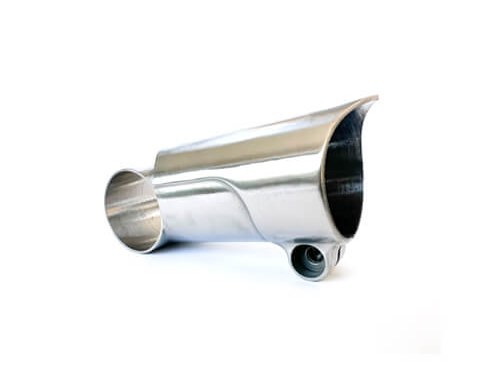 Titanium machined part isolated on white background