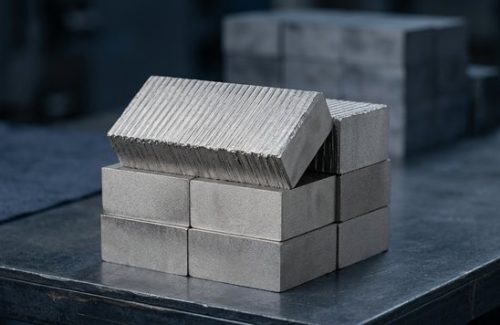 Raw titanium Grade 5 billet blocks before CNC machining