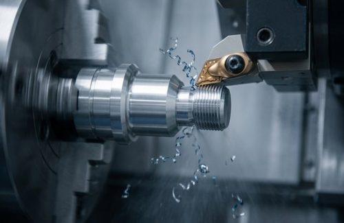CNC turning of tool steel O1 shaft on lathe