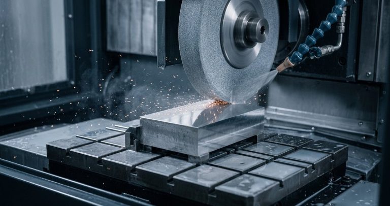 Surface grinding hardened tool steel gauge block finish