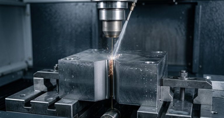 Wire EDM cutting hardened tool steel block profile
