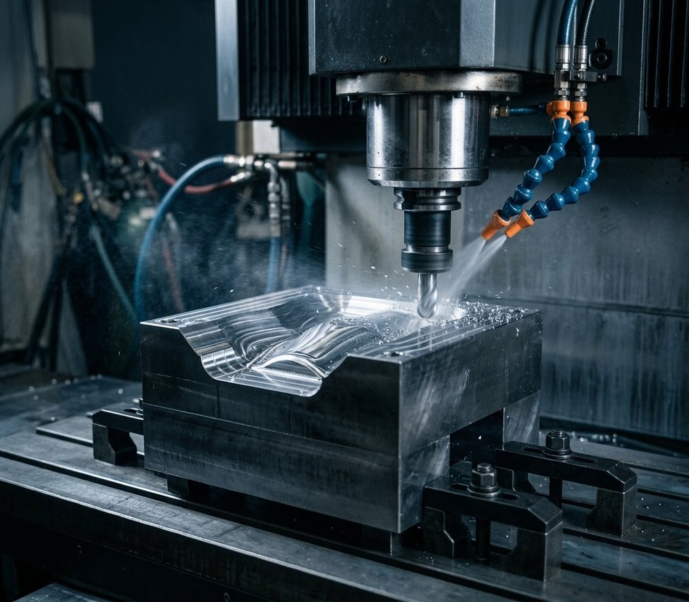 Hard milling hardened tool steel die block on CNC mill