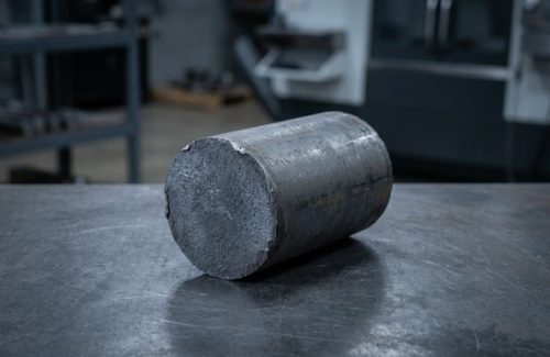 Raw tool steel S7 billet stock before CNC machining