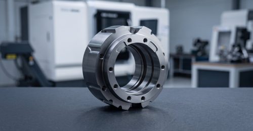 Tool steel S7 die block with precision machined bore and bolt holes