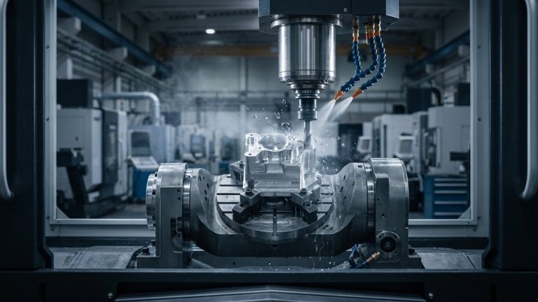 CNC machining company workshop milling an aluminum part in Germany