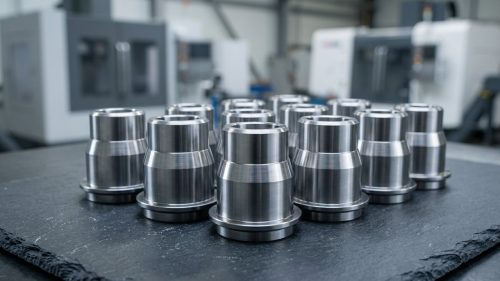 Rows of machined steel bushings representing top steel manufacturers output