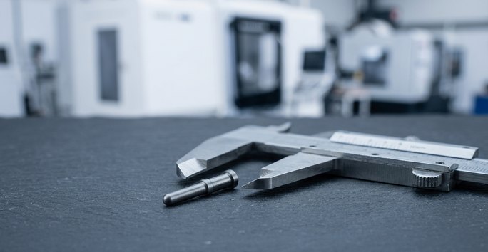 Tungsten carbide medical device component on worktable