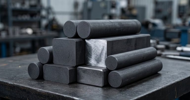 Raw tungsten carbide YG6 blanks on dark worktable