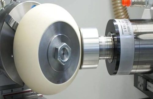 Grinding wheel on a precision cylindrical grinding machine