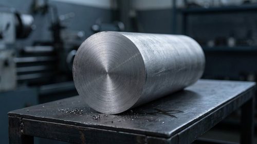 Invar metal bar showing dense grayish surface after machining