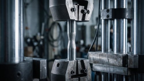 steel specimen necking during tensile test for stress-strain curve