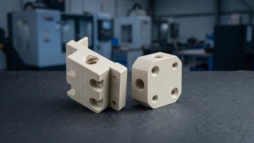 Teflon coated machined aluminum parts showing matte PTFE finish